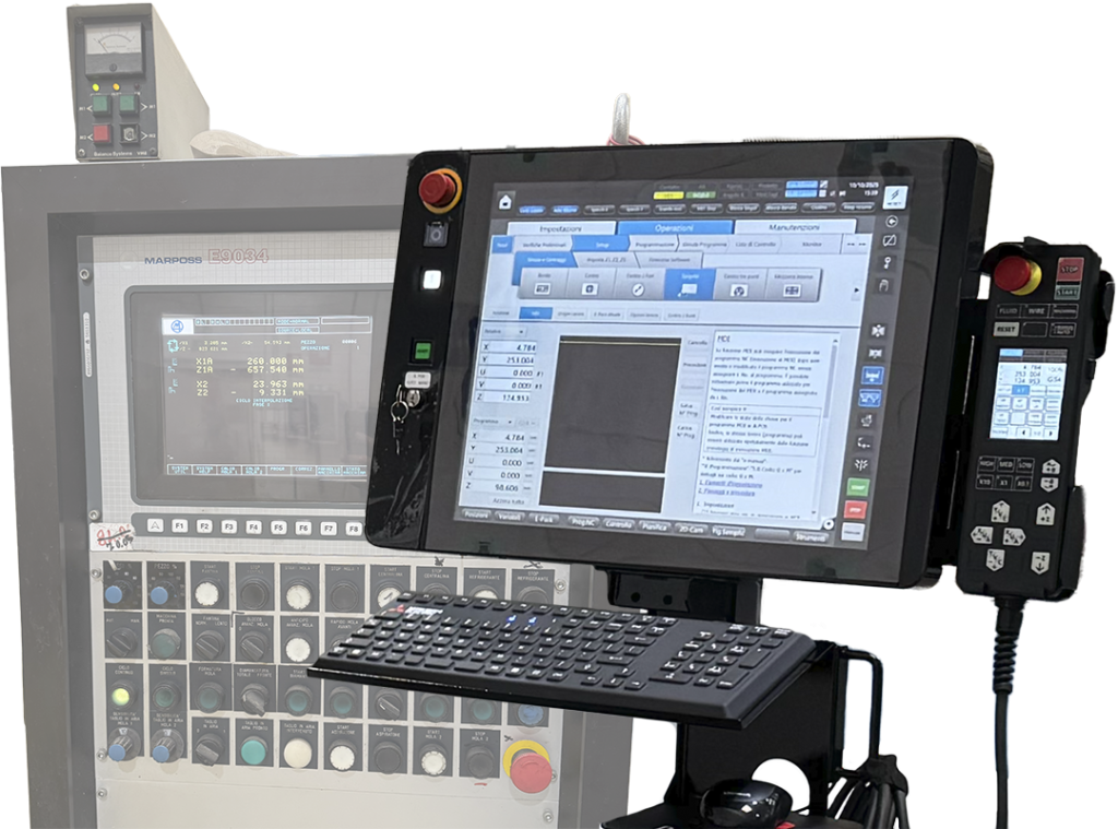 Old and new CNC machinery's control monitor